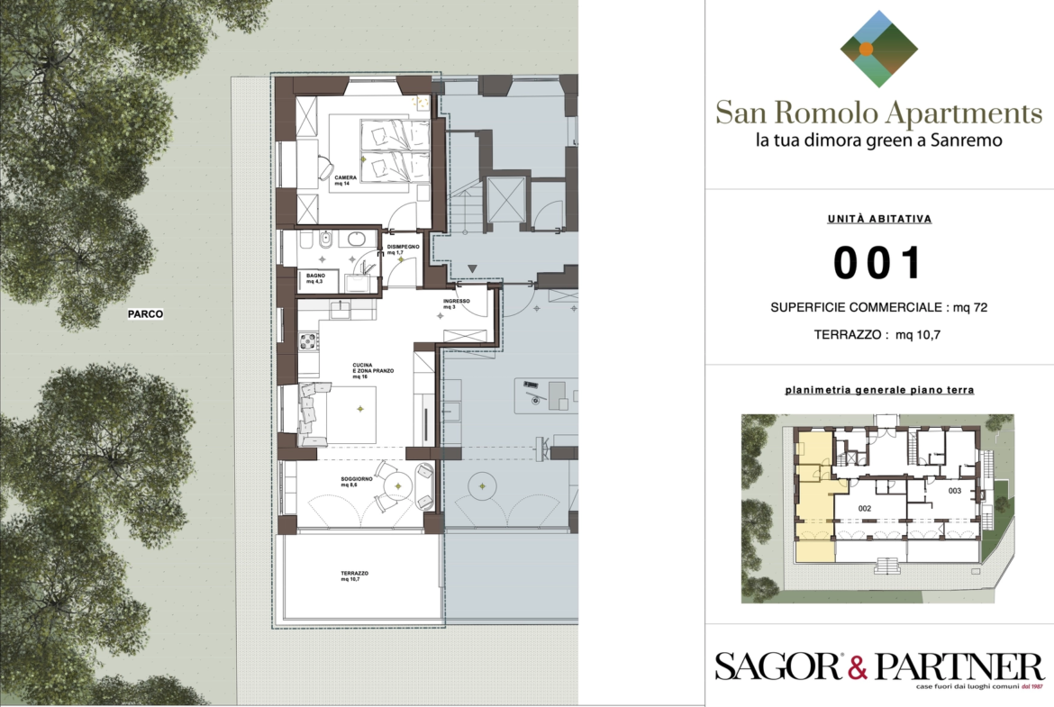 San Romolo Apartments Sanremo | Nuovi Appartamenti Vista Mare, Classe Energetica A, Parco Privato - pianta a001