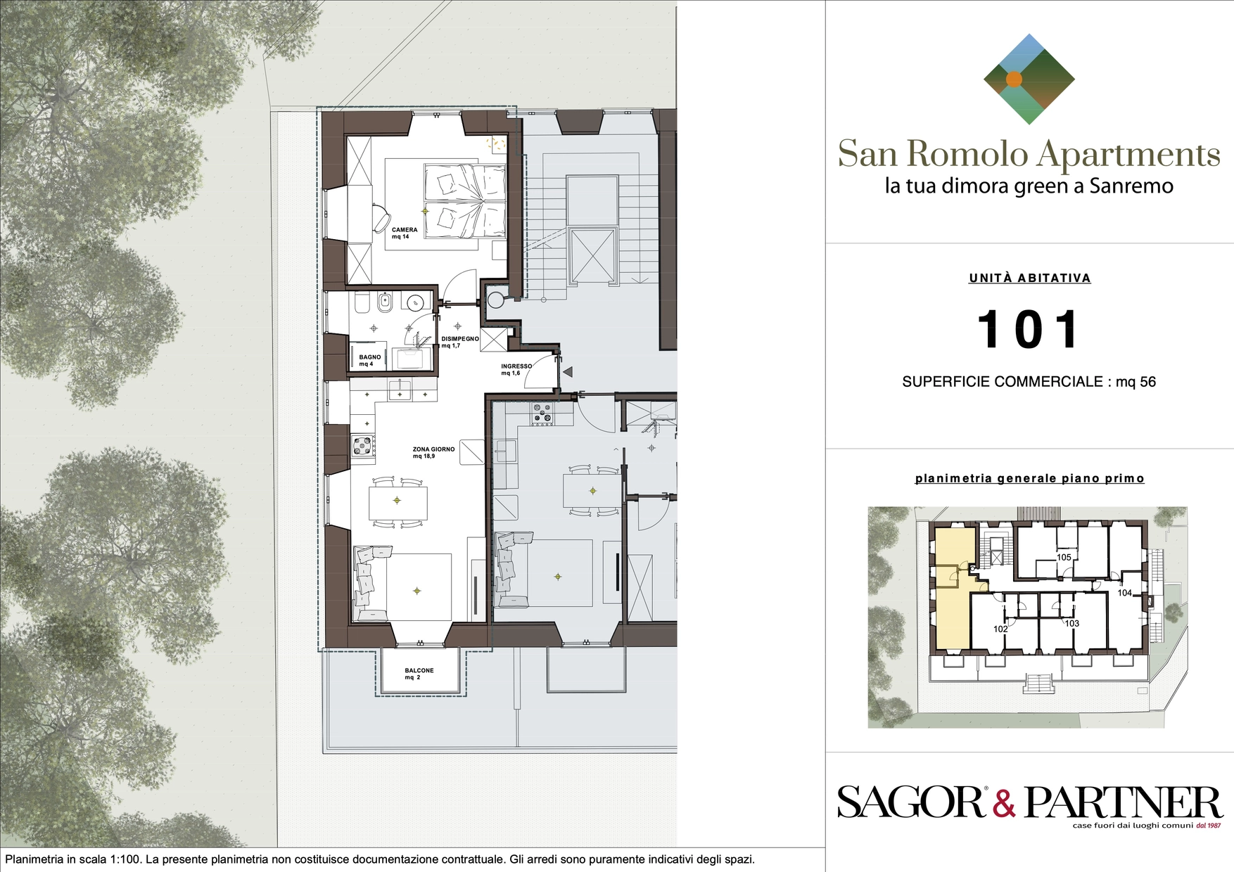 San Romolo Apartments Sanremo | Nuovi Appartamenti Vista Mare, Classe Energetica A, Parco Privatosan romolo sanremo planimetria 101