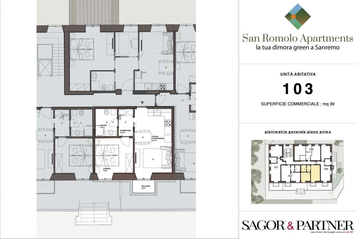 San Romolo Apartments Sanremo | Nuovi Appartamenti Vista Mare, Classe Energetica A, Parco Privatosan romolo sanremo planimetria 103