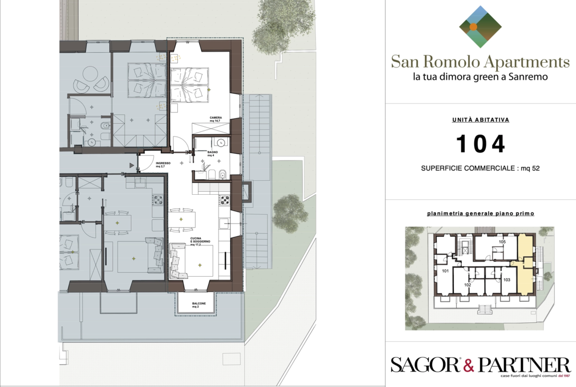 San Romolo Apartments Sanremo | Nuovi Appartamenti Vista Mare, Classe Energetica A, Parco Privato - pianta g104