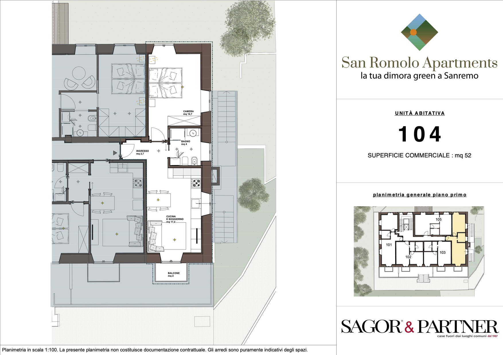 San Romolo Apartments Sanremo | Nuovi Appartamenti Vista Mare, Classe Energetica A, Parco Privato - pianta g104