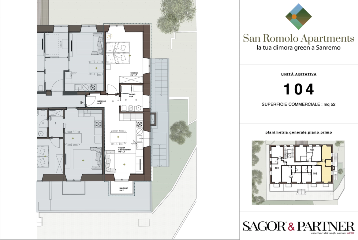 San Romolo Apartments Sanremo | Nuovi Appartamenti Vista Mare, Classe Energetica A, Parco Privatosan romolo sanremo planimetria 104