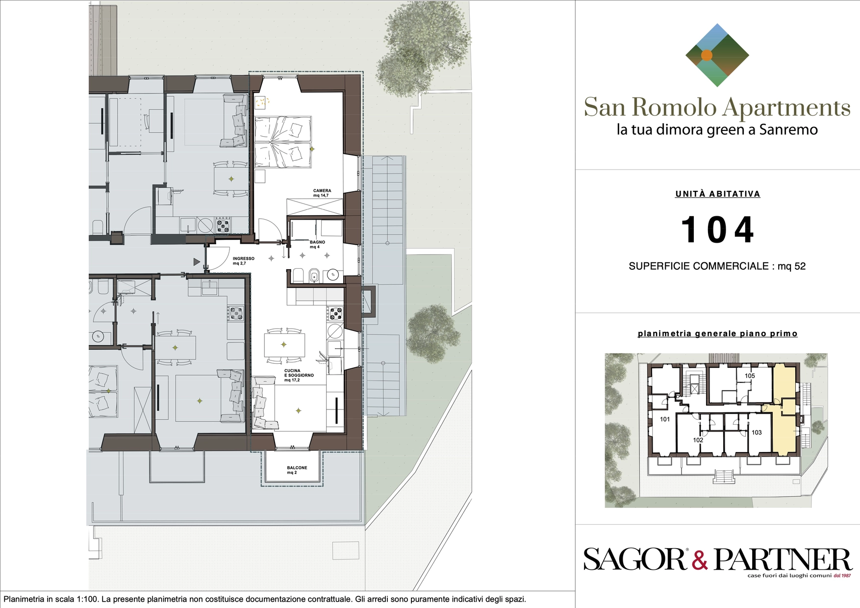 San Romolo Apartments Sanremo | Nuovi Appartamenti Vista Mare, Classe Energetica A, Parco Privatosan romolo sanremo planimetria 104