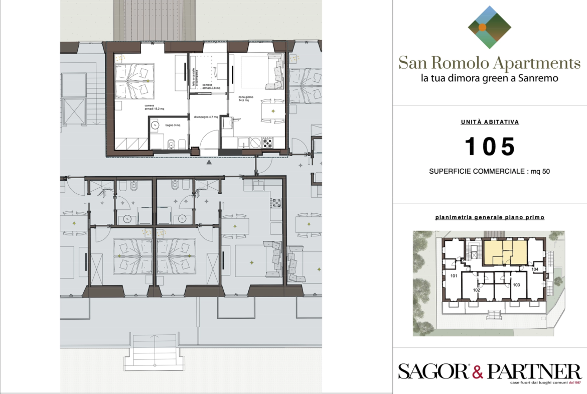 San Romolo Apartments Sanremo | Nuovi Appartamenti Vista Mare, Classe Energetica A, Parco Privatosan romolo sanremo planimetria 105