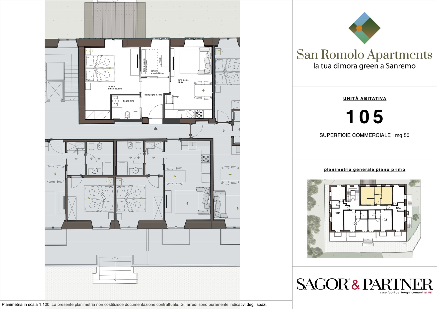 San Romolo Apartments Sanremo | Nuovi Appartamenti Vista Mare, Classe Energetica A, Parco Privatosan romolo sanremo planimetria 105