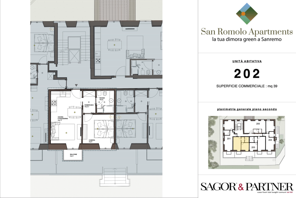 San Romolo Apartments Sanremo | Nuovi Appartamenti Vista Mare, Classe Energetica A, Parco Privato - pianta l202