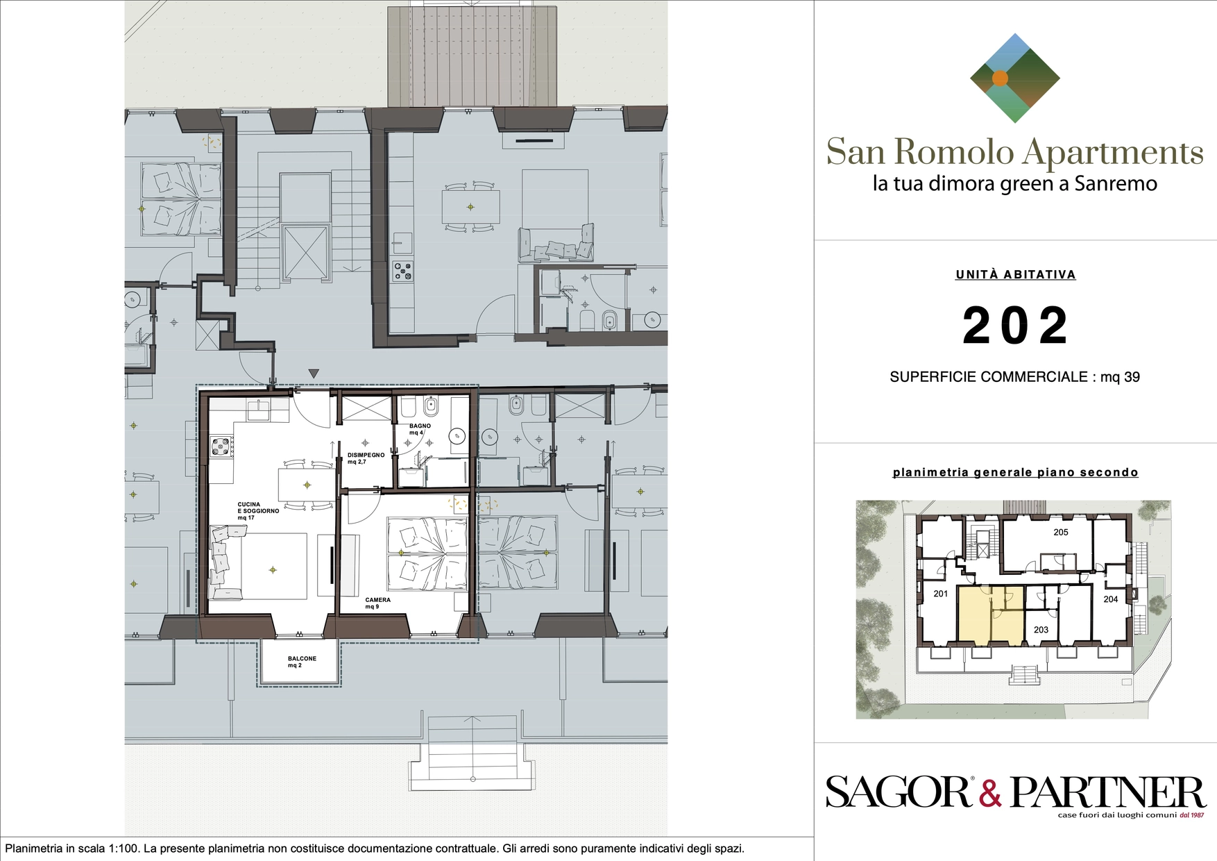 San Romolo Apartments Sanremo | Nuovi Appartamenti Vista Mare, Classe Energetica A, Parco Privato - pianta l202