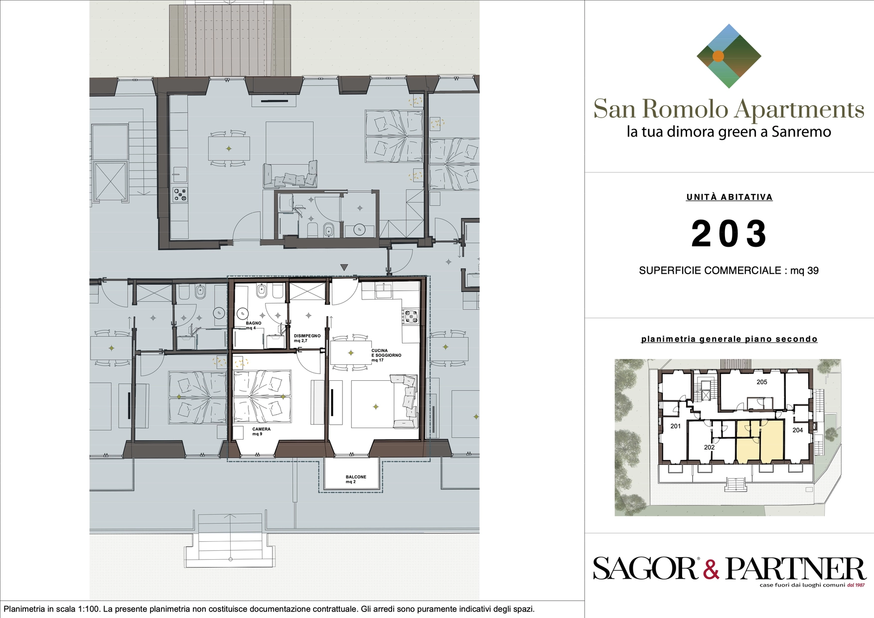 San Romolo Apartments Sanremo | Nuovi Appartamenti Vista Mare, Classe Energetica A, Parco Privato - pianta m203