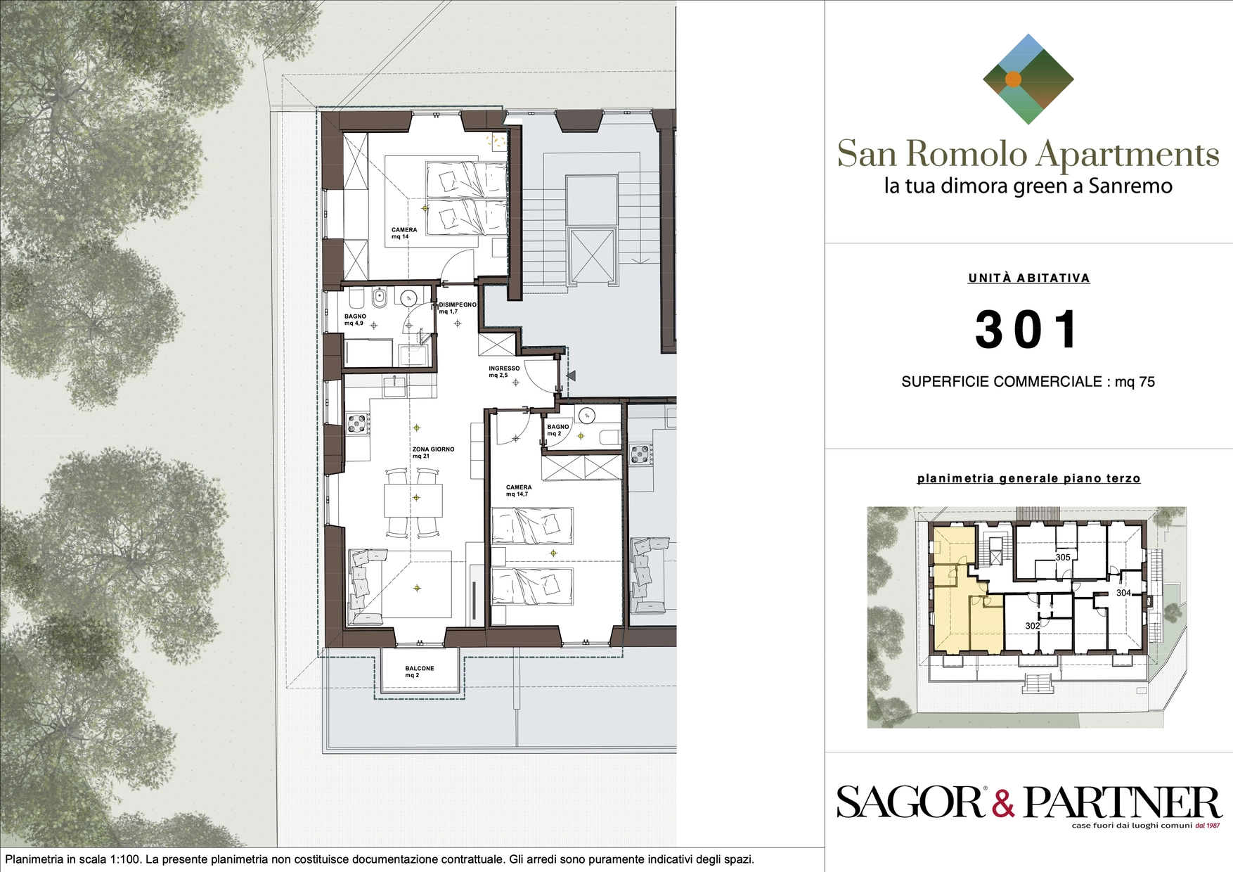 San Romolo Apartments Sanremo | Nuovi Appartamenti Vista Mare, Classe Energetica A, Parco Privatosan romolo sanremo planimetria 301