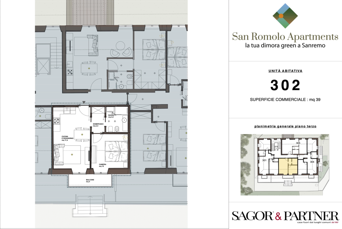 San Romolo Apartments Sanremo | Nuovi Appartamenti Vista Mare, Classe Energetica A, Parco Privato - pianta q302