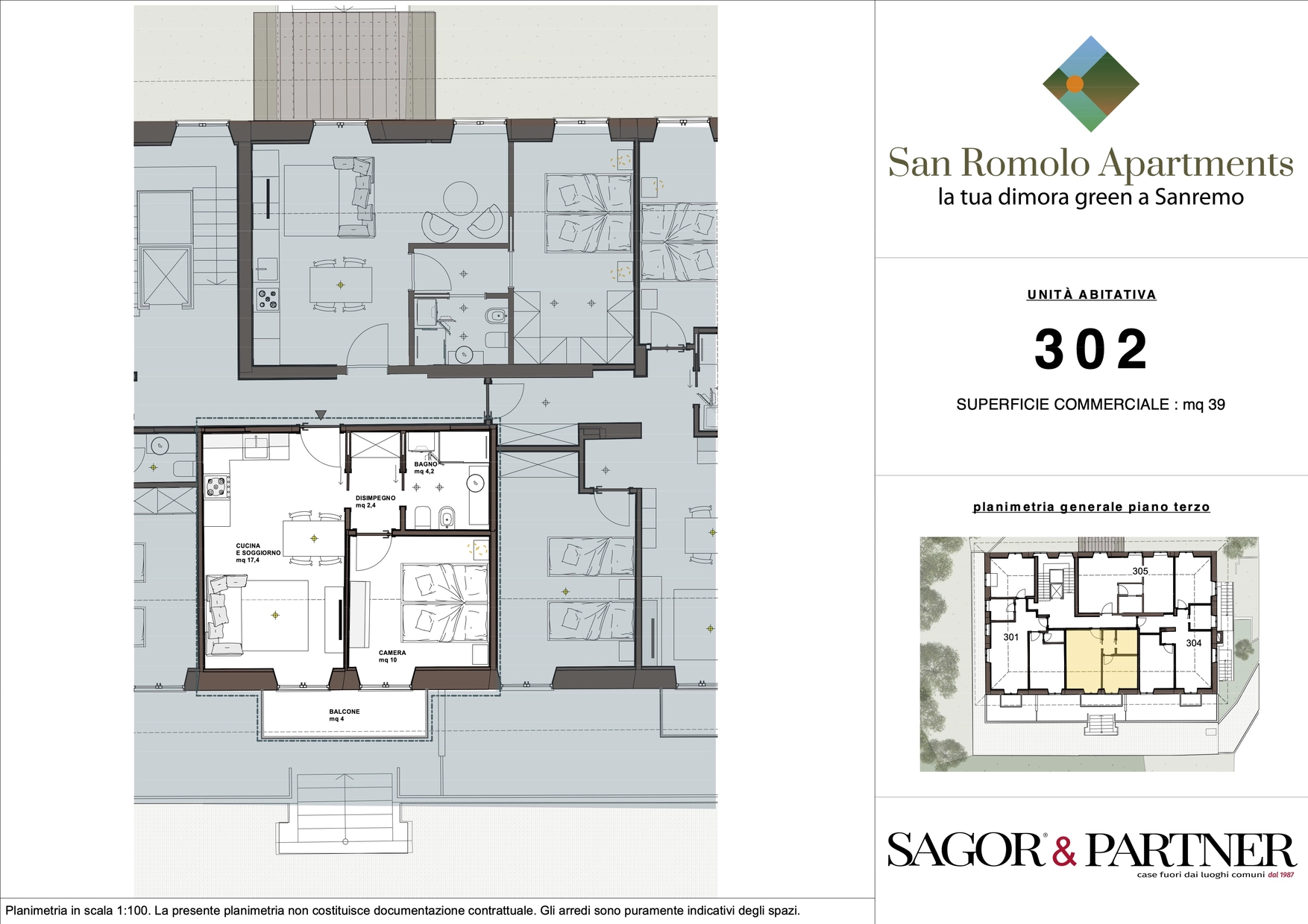 San Romolo Apartments Sanremo | Nuovi Appartamenti Vista Mare, Classe Energetica A, Parco Privato - pianta q302