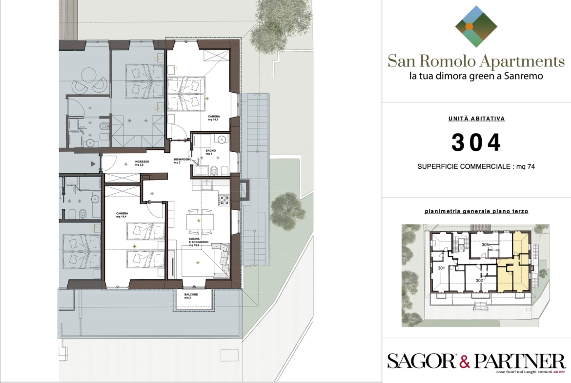 San Romolo Apartments Sanremo | Nuovi Appartamenti Vista Mare, Classe Energetica A, Parco Privato - pianta r304