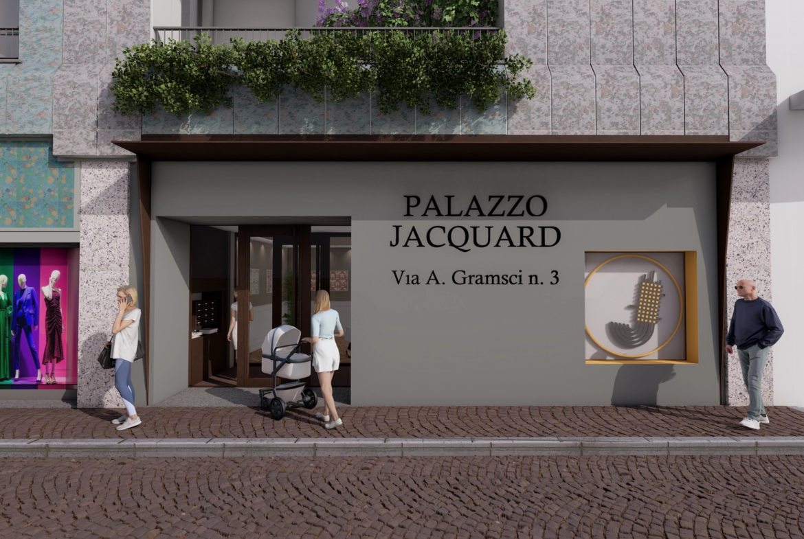 Palazzo Jacquard Biella | Appartamenti di prestigio nel centro storico di Biella - rendering entrata palazzo